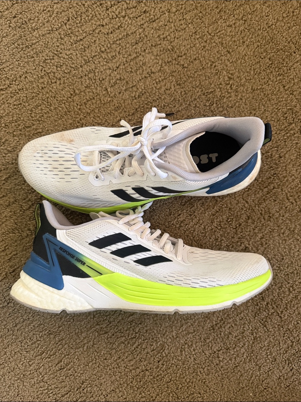 adidas boost White, Neon Yellow & Navy Men's Running Shoes size 6